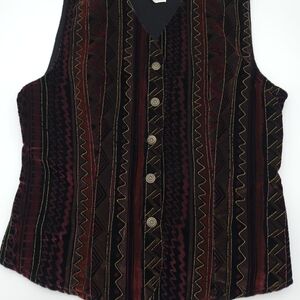 Jaclyn Smith Classics Button Up Vest Women's S Tribal Western Abstract